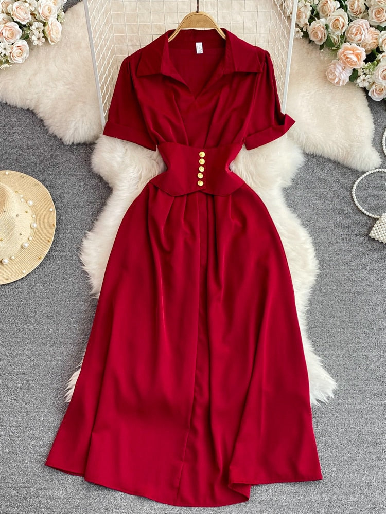 Womens Clothing 2023 Summer New French Luxury Style Temperament Shirt Dress Fashion Short Sleeve Dresses Formal Occasion Dresses - - DYAVOR®