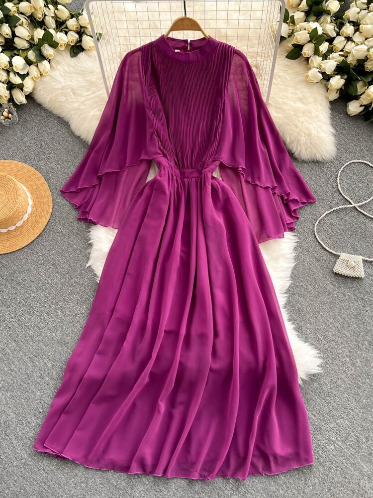 Summer Dress New Sweet Temperament French Dress Women's Waistband Slim Chiffon Long Dresses Beach Holiday Style Female Clothing - - DYAVOR®