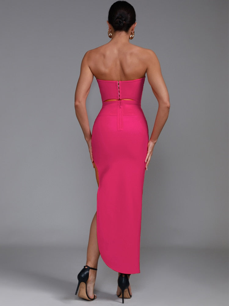 Elegant Strapless Midi Party Dress - Dresses - DYAVOR®