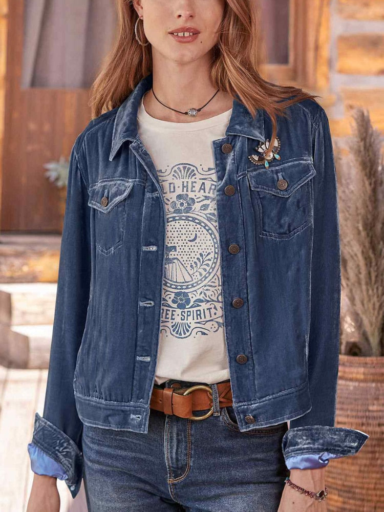 Women's Coat 2023 Autumn Winter New Gold Velvet Coat Women's Work Short Long Sleeves Top Loose Jacket Office Lady Woman Clothing - - DYAVOR®