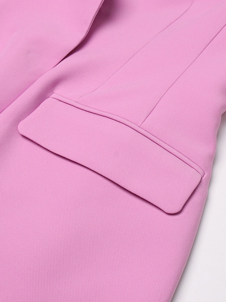Classic Rose Blazer-Dress with Pearl Belt - - DYAVOR®