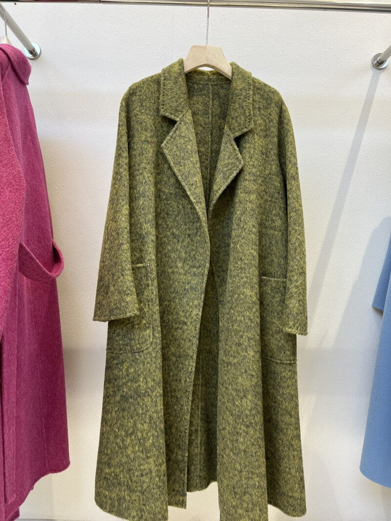 Women Autumn Double-sided Wool Coats and Jackets Women High-end Handmade Trench Coat Women Mulberry Silk Long Coat for -  - DYAVOR®