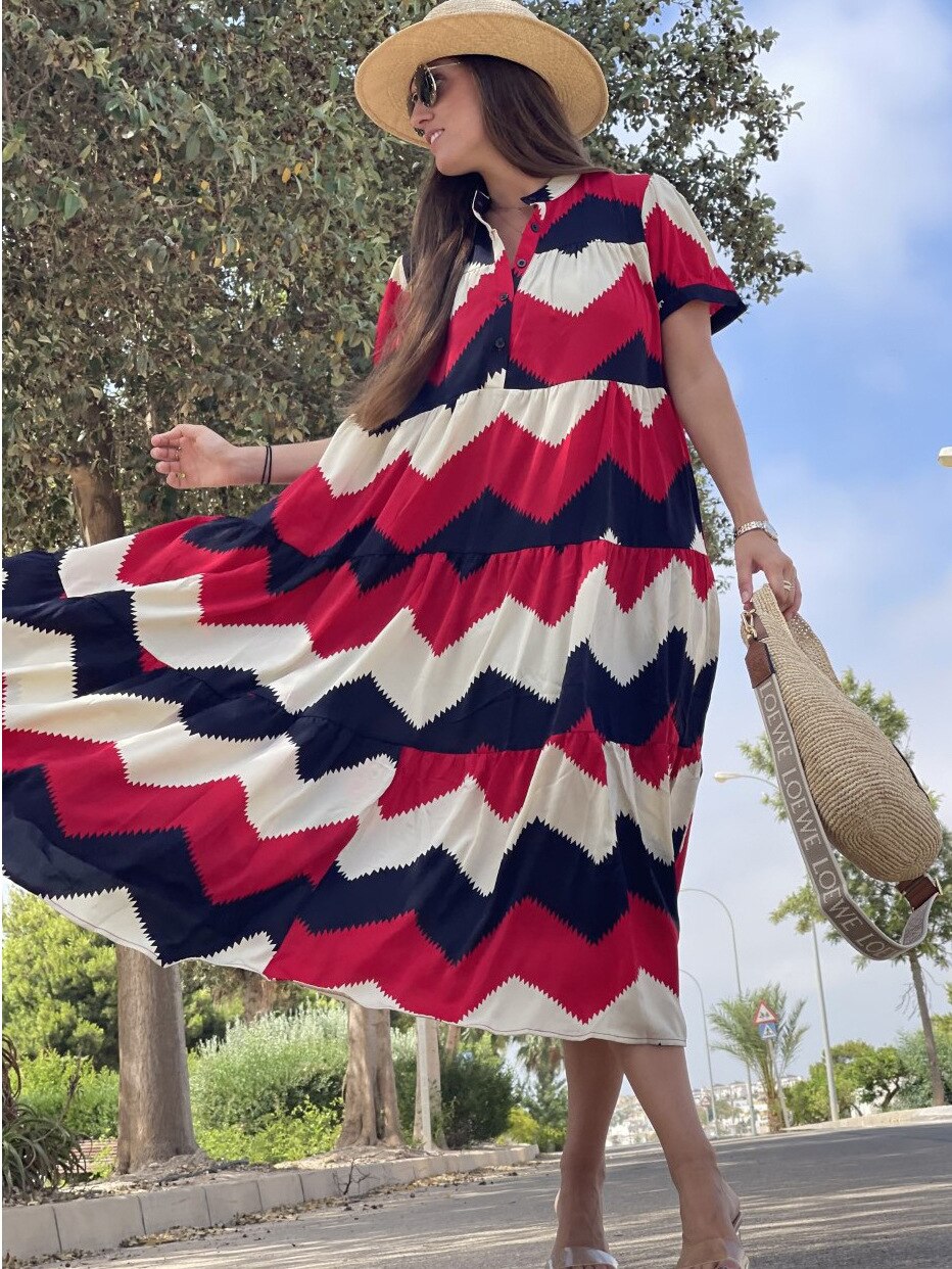 Dresses for Women 2023 Summer Print Dress Fashion Oversized Loose Short Sleeve Long Dress Elegant and Pretty Women's Dresses - - DYAVOR®
