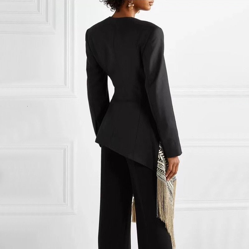 Asymmetrical Blazer With Embroidery - - DYAVOR®