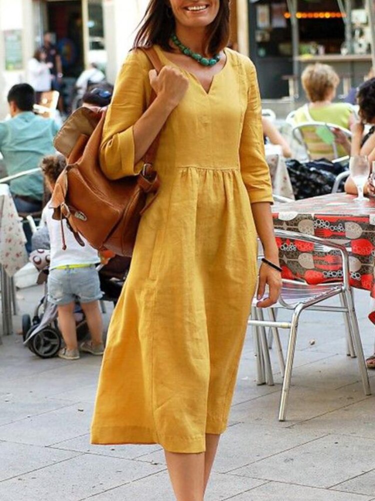 Summer Dress for Women 2023 New Fashion V-neck Red Dress Oversized Loose Fitting Long Dresses Streetwear Woman Clothing Robe - - DYAVOR®