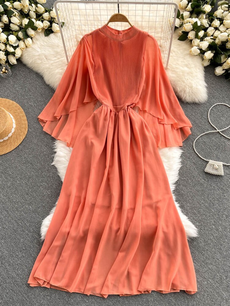 Summer Dress New Sweet Temperament French Dress Women's Waistband Slim Chiffon Long Dresses Beach Holiday Style Female Clothing - - DYAVOR®