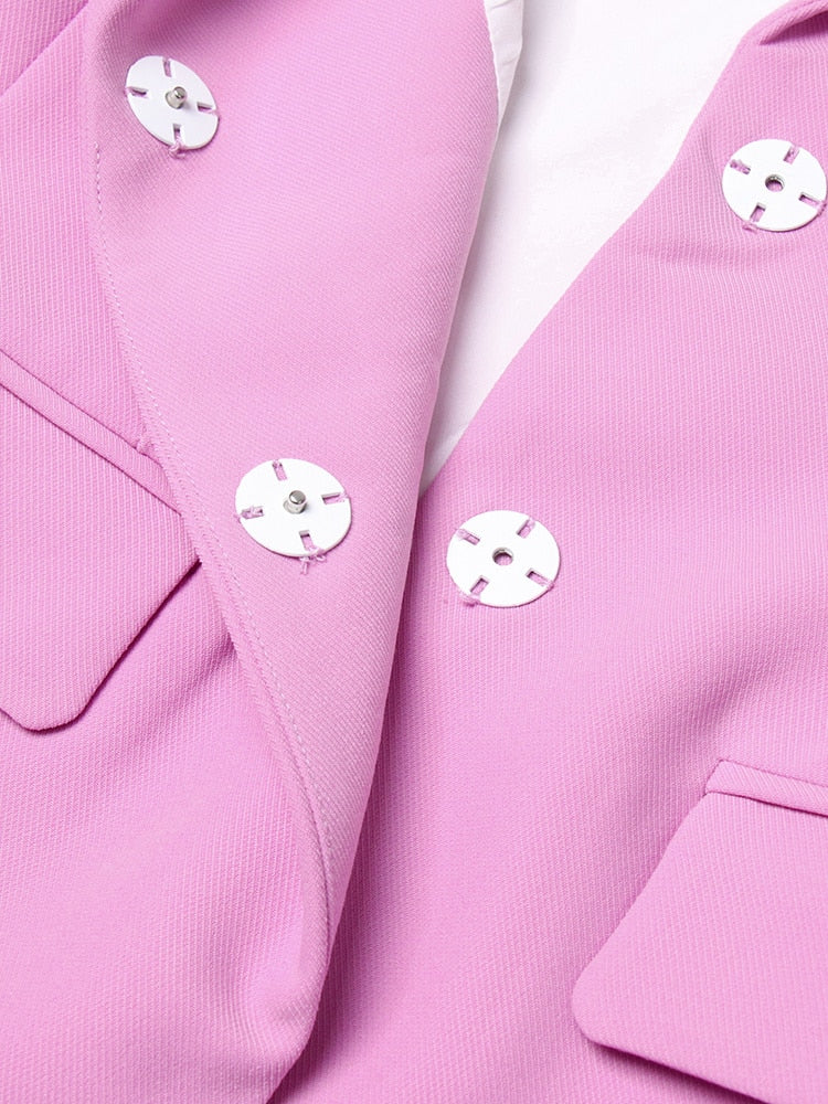 Classic Rose Blazer-Dress with Pearl Belt - - DYAVOR®
