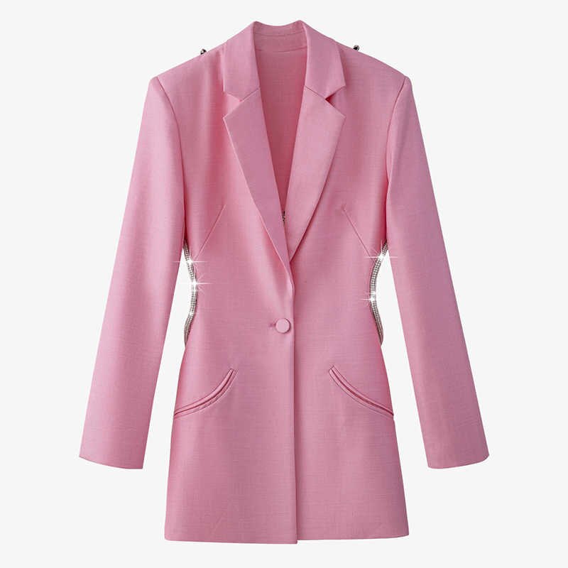 Pink Backless Diamond Blazer - - DYAVOR®