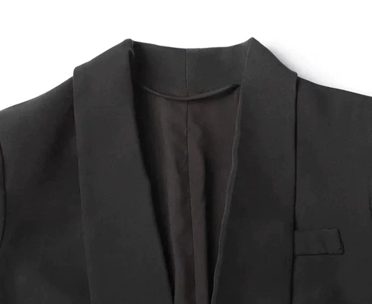 Black Crop Suit with Rhinestone Butterflies - - DYAVOR®