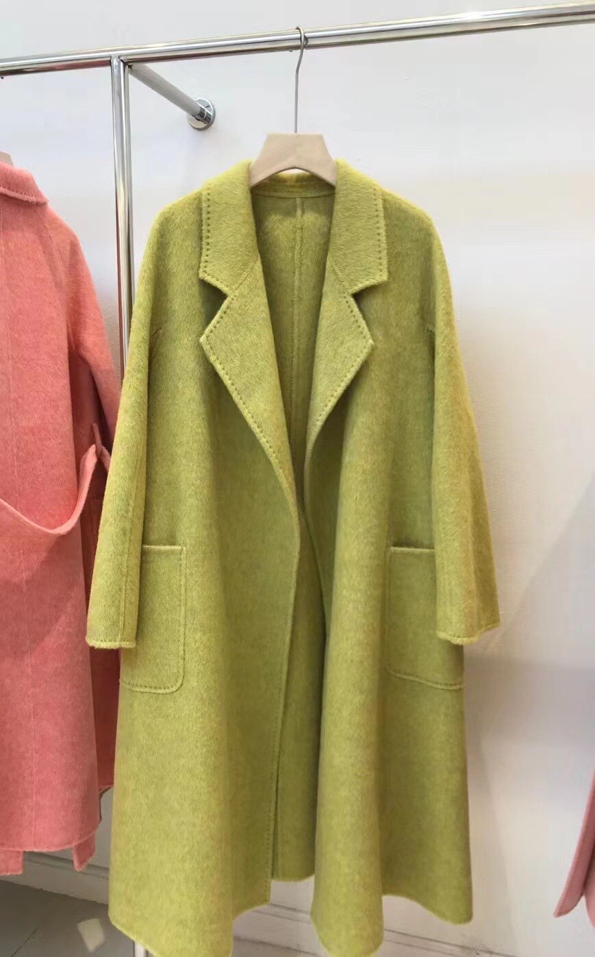 Women Autumn Double-sided Wool Coats and Jackets Women High-end Handmade Trench Coat Women Mulberry Silk Long Coat for - - DYAVOR®