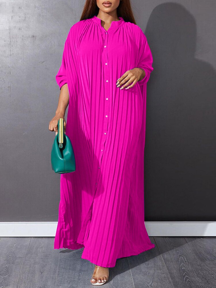 Women's Dress New Stylish Oversized Loose Dress Casual Pressed Pleated Long Dresses Elegant Women's Dresses for Wedding Robe - - DYAVOR®