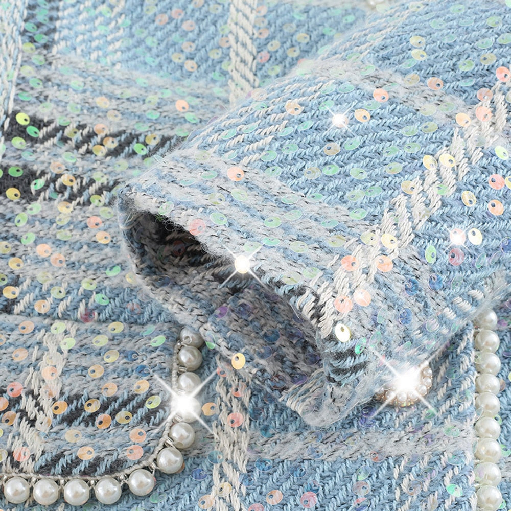 Blue Plaid Tweed Suit - - DYAVOR®
