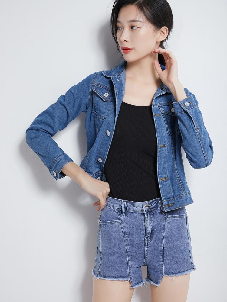 Denim Jacket Women Spring Autumn New Short Women's Jacket Fashion Retro Long-sleeved Top Office Lady Coats Woman Clothing 2023 - - DYAVOR®