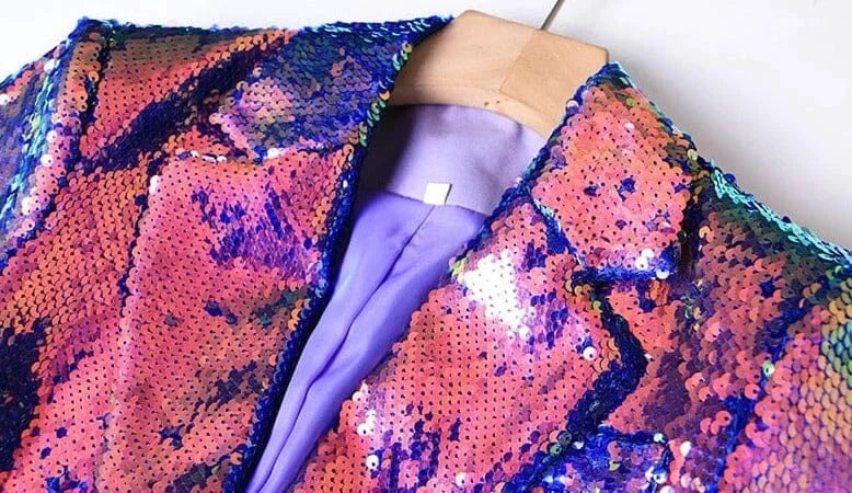 The Technicolor Sequin Long Sleeve Blazer - 0 - DYAVOR®