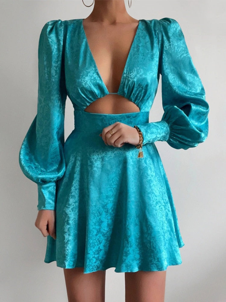 Clothes for Women Spring Summer New Fashion Sexy Dress Printed Lantern Sleeve Short Dress for Women Formal Occasion Dresses - - DYAVOR®