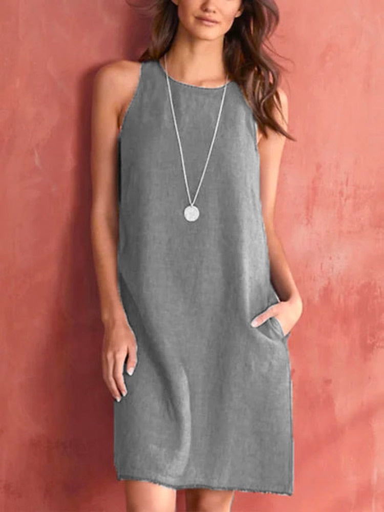 Summer Dresses for Women 2023 New Fashion Sexy Dress Crewneck Pocket Tank Top Mini Skirt Streetwear Luxury Dress Female Clothing - - DYAVOR®