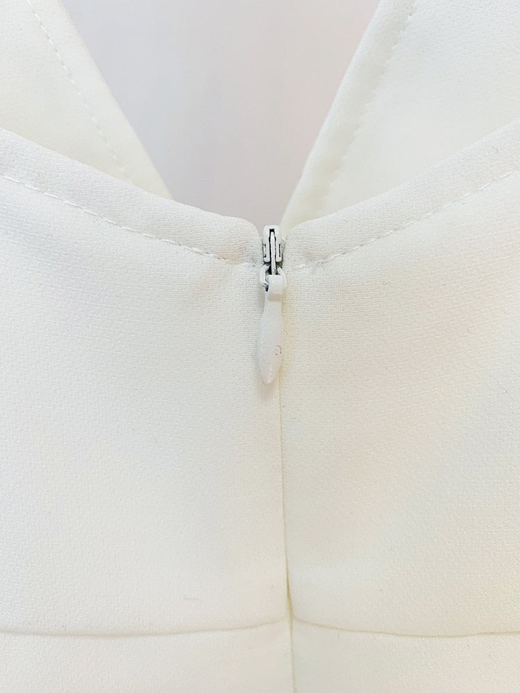 V-neck White Jumpsuit - - DYAVOR®