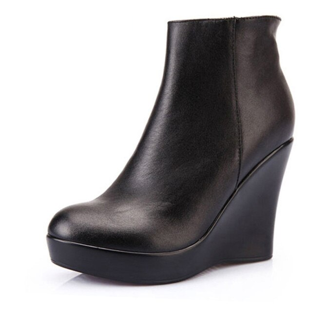 Shanty Women's Wedge Leather Ankle Booties - Boots - DYAVOR®