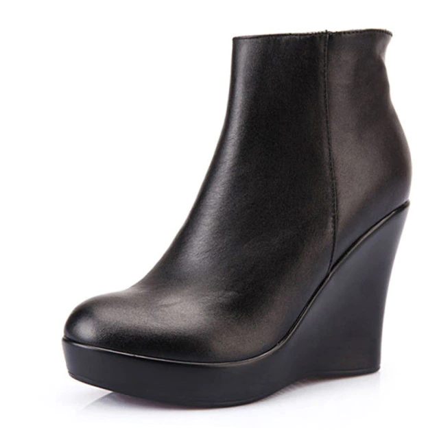 Shanty Women's Wedge Leather Ankle Booties - Boots - DYAVOR®