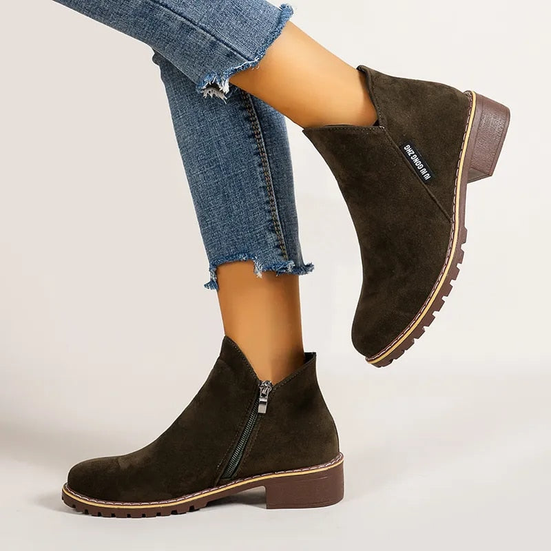 GRW Orthopedic Women Ankle Boots Suede Warm Zipper NonSkid Fashion Designed - - DYAVOR®