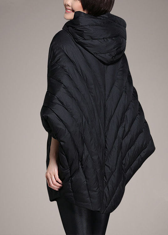 Simple Black Cloak Sleeves zippered Warm Winter Duck Down Coat - Down Jackets - DYAVOR®