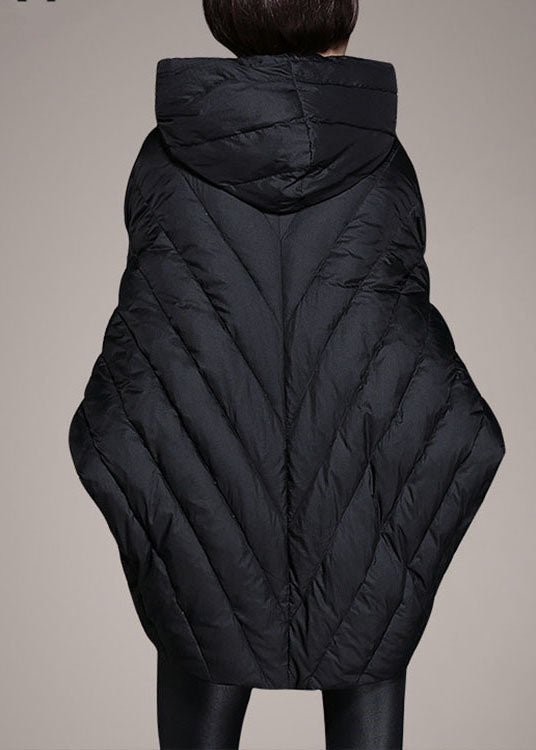 Simple Black Cloak Sleeves zippered Warm Winter Duck Down Coat - Down Jackets - DYAVOR®