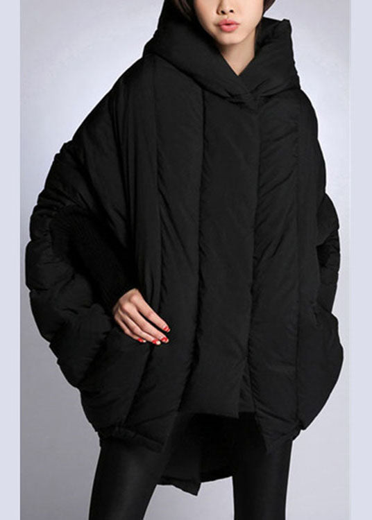 Simple Black Loose Pockets asymmetrical design Winter Duck Down Jacket - Down Jackets - DYAVOR®