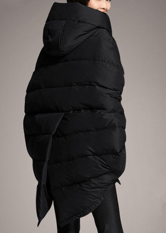 Simple Black Loose Pockets asymmetrical design Winter Duck Down Jacket - Down Jackets - DYAVOR®