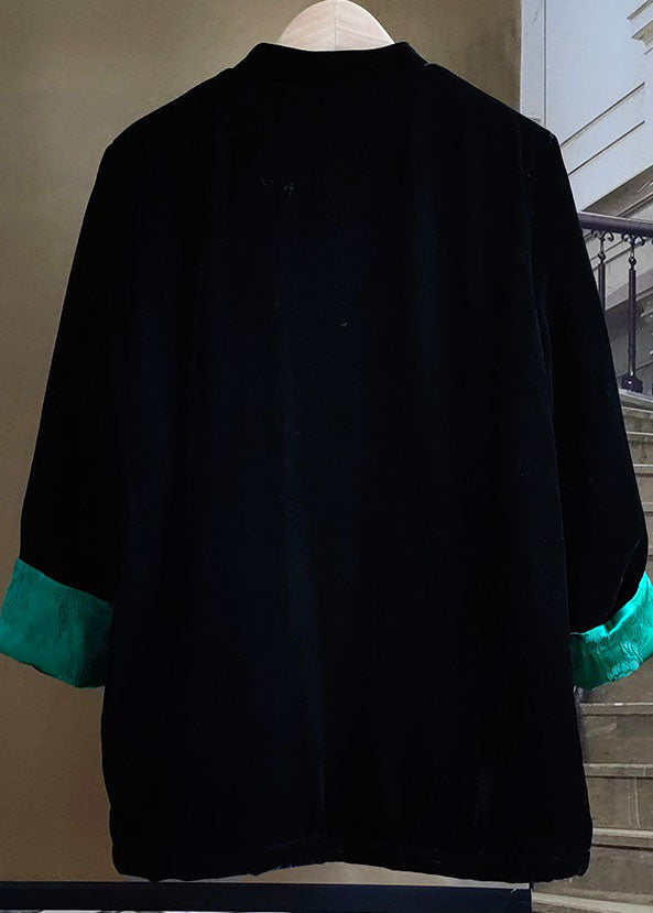 Simple Black Stand Collar Patchwork Silk Velour Fine Cotton Filled Coats Winter - Down Jackets - DYAVOR®