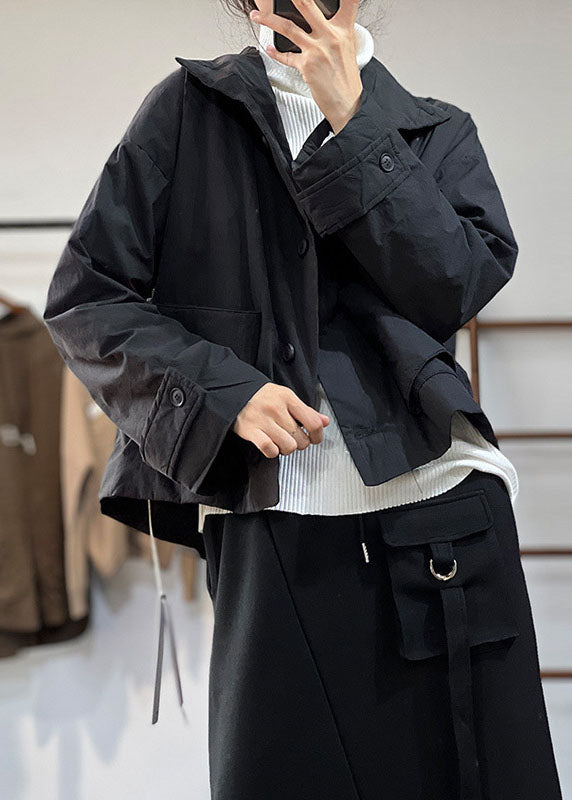 Simple Khaki Peter Pan Collar Oversized Solid Color Fine Cotton Filled Jackets Winter - Down Jackets - DYAVOR®