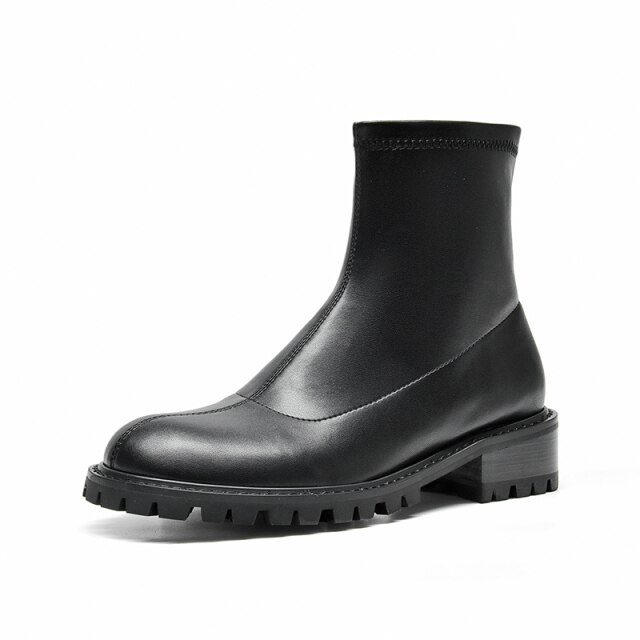 Sparks Women's Soft Ankle Boots With Elastic Round Toe Black - Boots - DYAVOR®