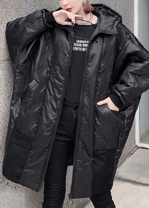 Street Black hooded zippered Pockets Winter coats - Down Jackets - DYAVOR®