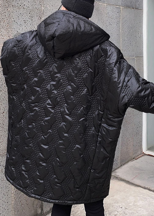 Street Black hooded zippered Pockets Winter coats - Down Jackets - DYAVOR®