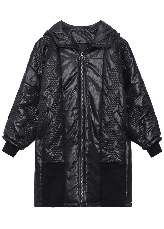 Street Black hooded zippered Pockets Winter coats - Down Jackets - DYAVOR®