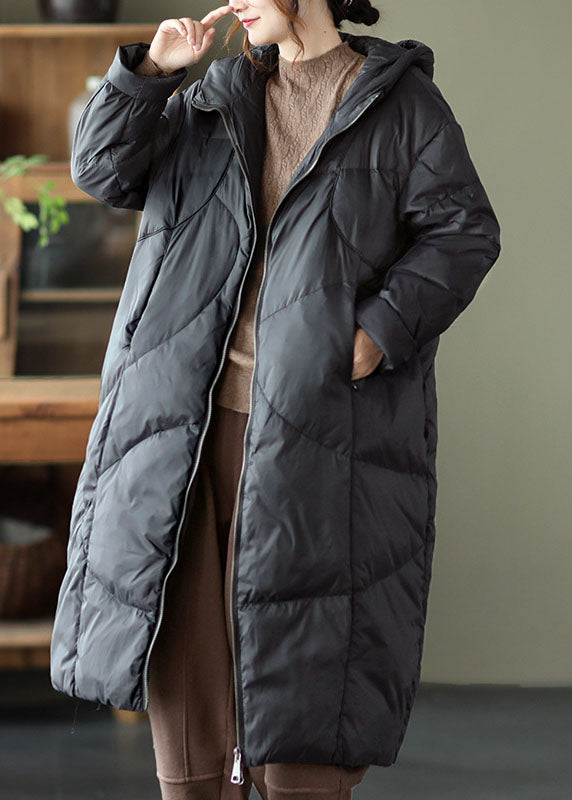 Street Grey hooded zippered Pockets Thick Winter Down Coats - Down Jackets - DYAVOR®