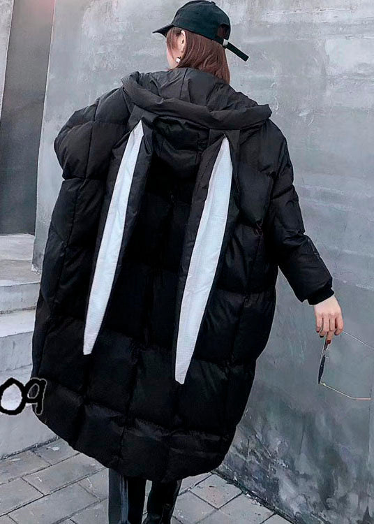 Style Black Hooded Pockets Zippered Winter Long Sleeve Down Coats - Down Jackets - DYAVOR®