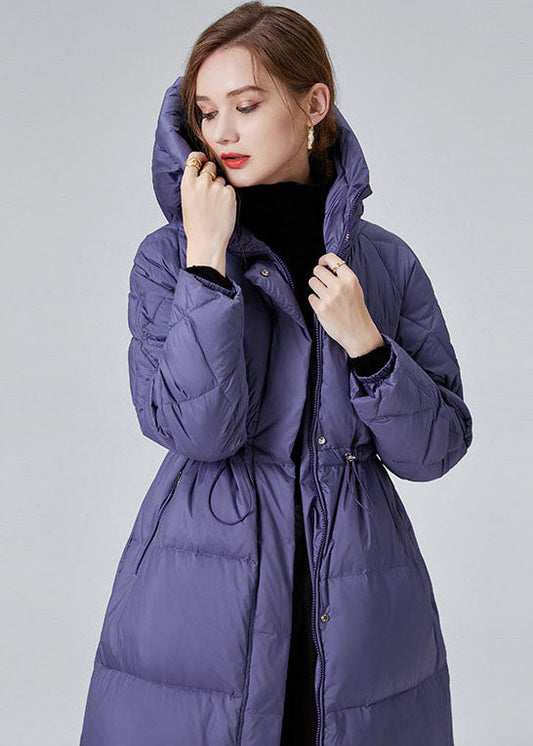 Style Purple Hooded Drawstring Duck Down Puffer Jacket Winter - Down Jackets - DYAVOR®