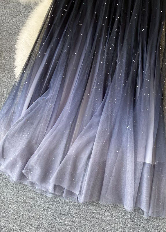 Stylish Black Gradient Color Wrinkled Tulle Skirts Summer - Skirts - DYAVOR®