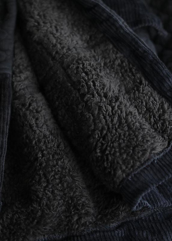 Stylish Black Patchwork Pockets Warm Fleece Hooded Coats Fall - Down Jackets - DYAVOR®