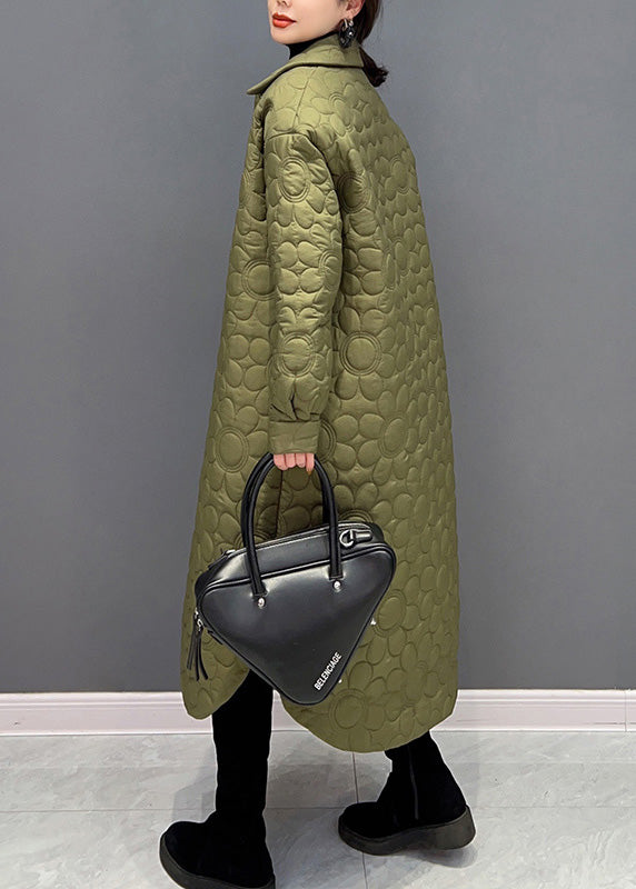 Stylish Green Peter Pan Collar Warm Fleece Thick Button Long Parka Winter - Down Jackets - DYAVOR®