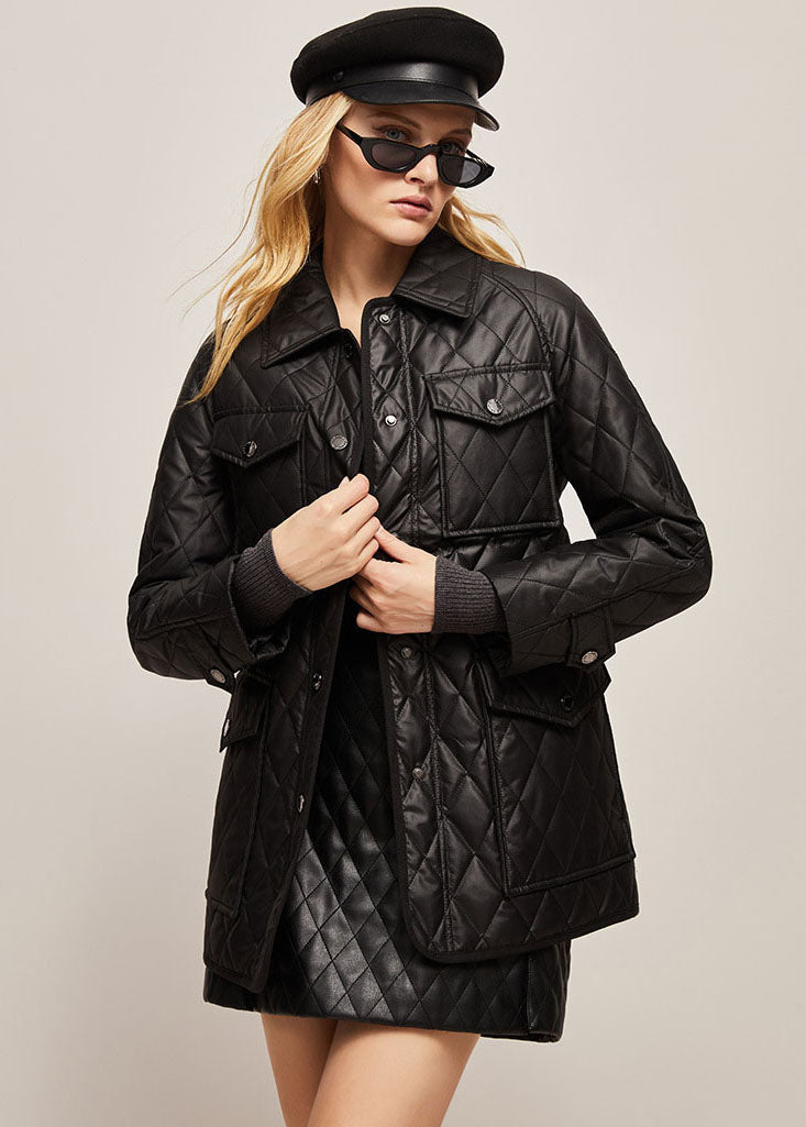 Stylish Khaki Peter Pan Collar Pockets Sashes Fine Cotton Filled Puffers Jackets Winter - Down Jackets - DYAVOR®