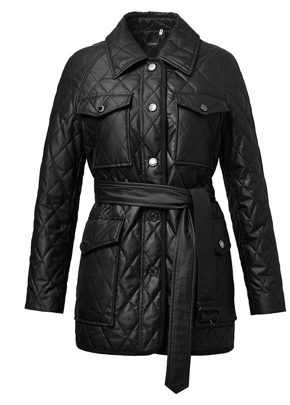 Stylish Khaki Peter Pan Collar Pockets Sashes Fine Cotton Filled Puffers Jackets Winter - Down Jackets - DYAVOR®