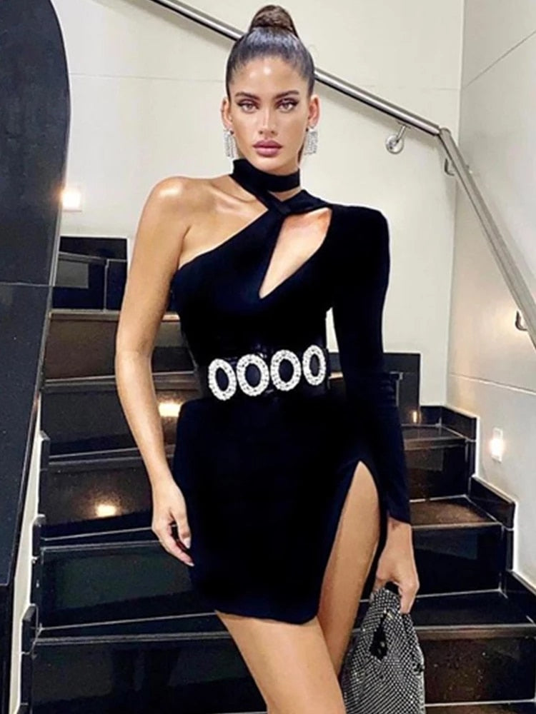 Stylish One Shoulder Mini Dress - Dresses - DYAVOR®