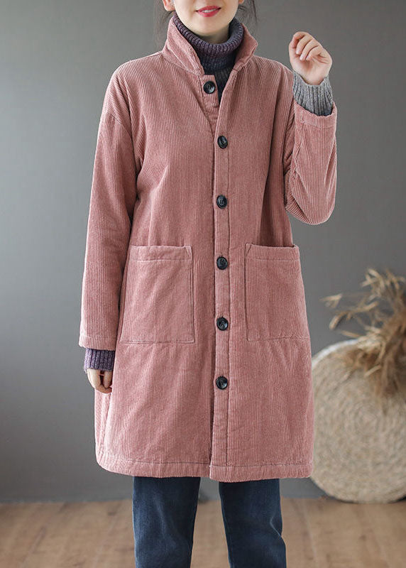 Stylish Pink Button Pockets Fine Cotton Filled Parka Winter - Down Jackets - DYAVOR®