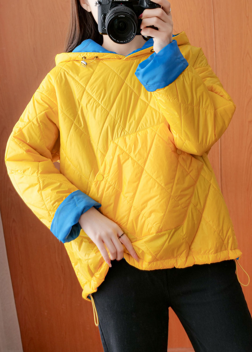Stylish Yellow Hooded Pockets Fine Cotton Filled Pullover Winter Coat - Down Jackets - DYAVOR®