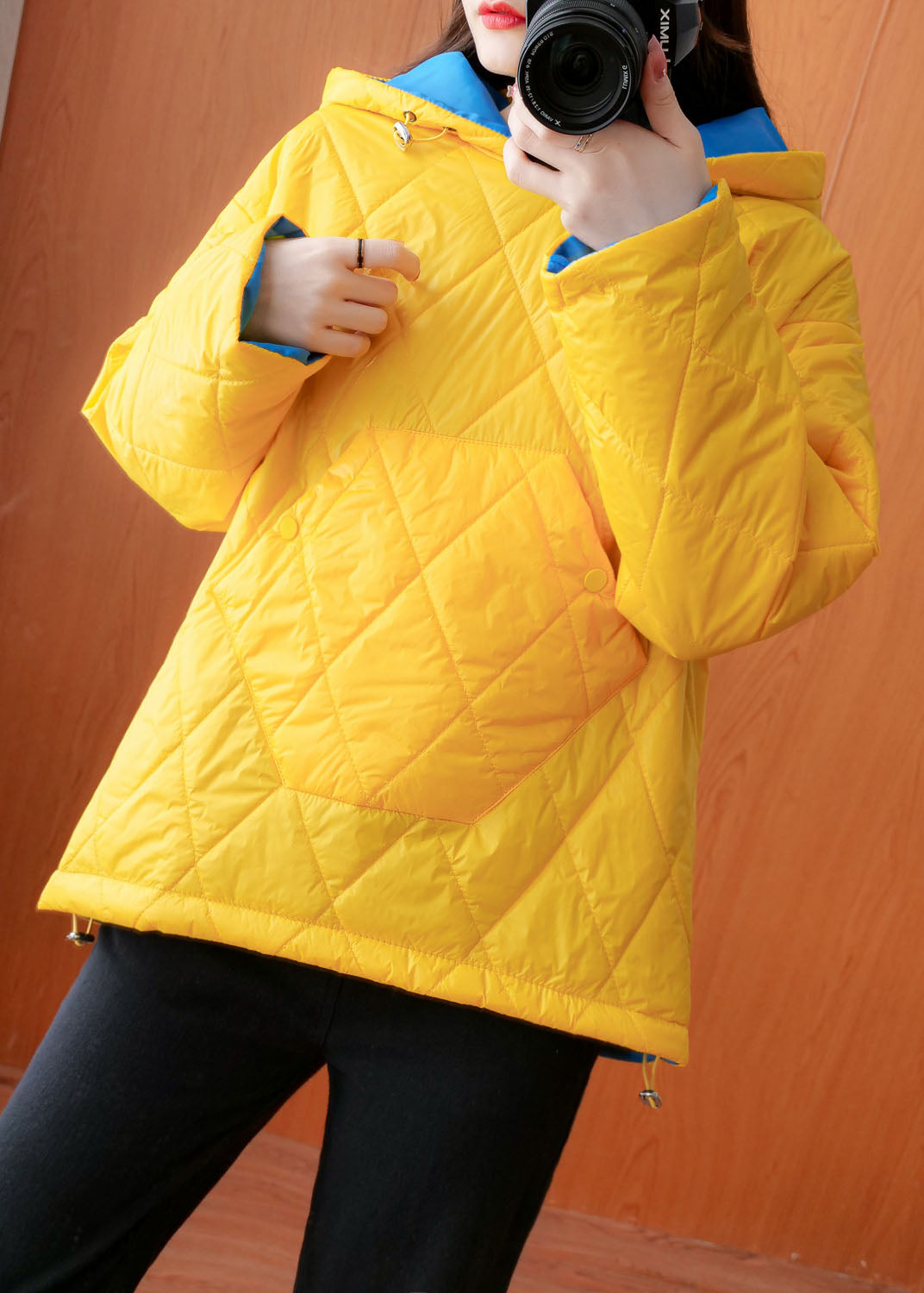 Stylish Yellow Hooded Pockets Fine Cotton Filled Pullover Winter Coat - Down Jackets - DYAVOR®