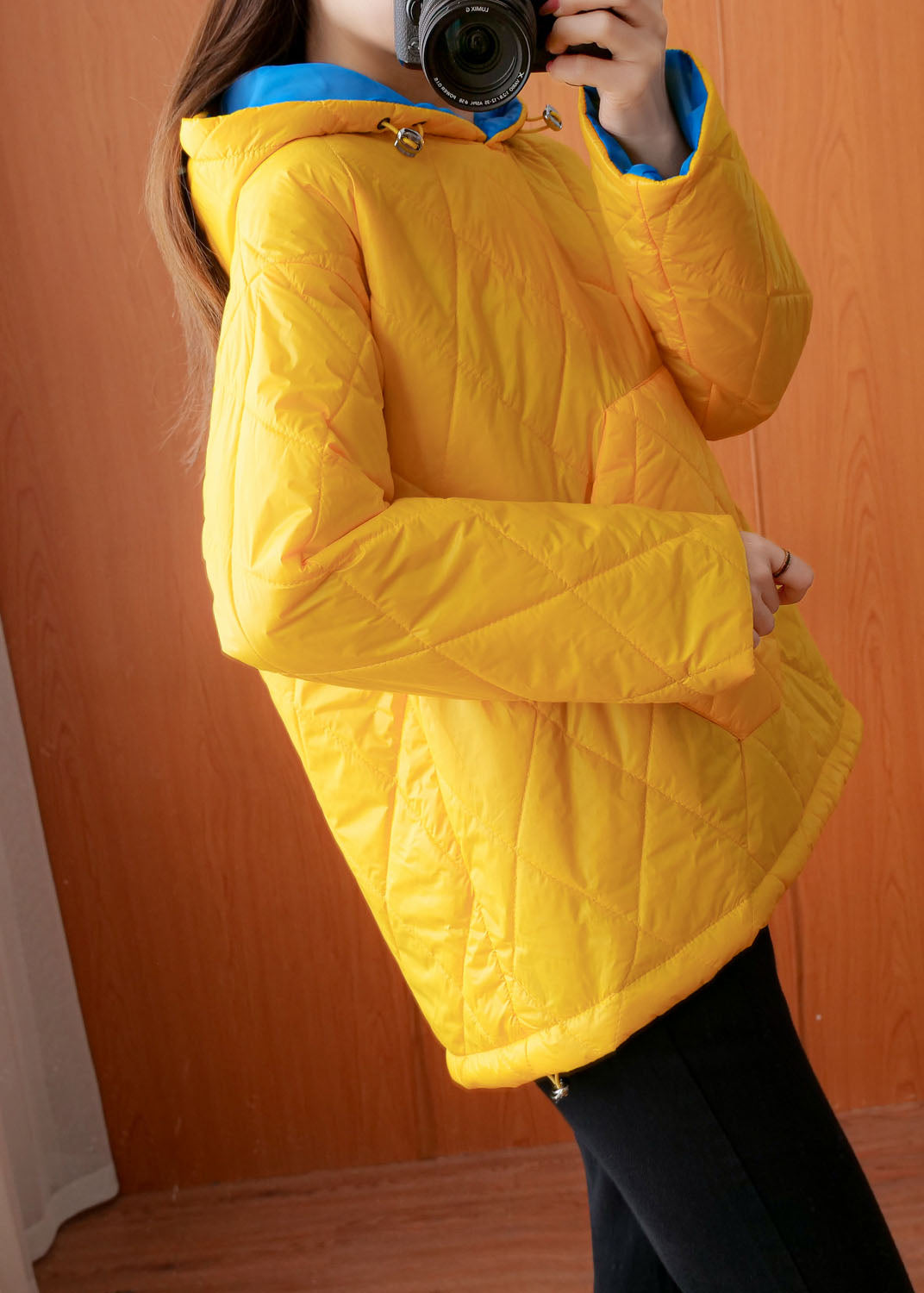 Stylish Yellow Hooded Pockets Fine Cotton Filled Pullover Winter Coat - Down Jackets - DYAVOR®
