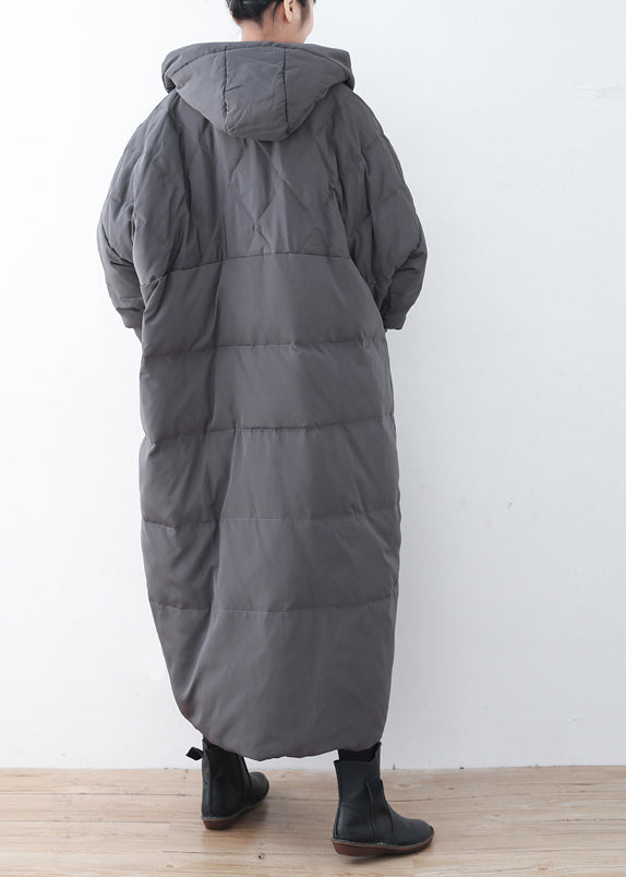 Limited Stock-Gray Warm Down Coat Plus Size Parka thick Hooded Maxi Cardigan - - DYAVOR®