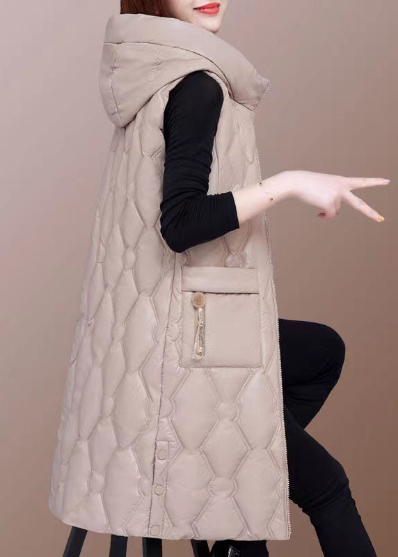 Thick Gray Women Parka Casual Winter Sleeveless Hooded Zippered Outwear -  - DYAVOR®