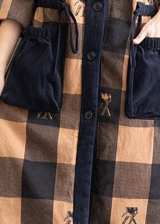Oversize Coats Yellow Plaid Hooded Drawstring parkas Coats - Trench coats - DYAVOR®